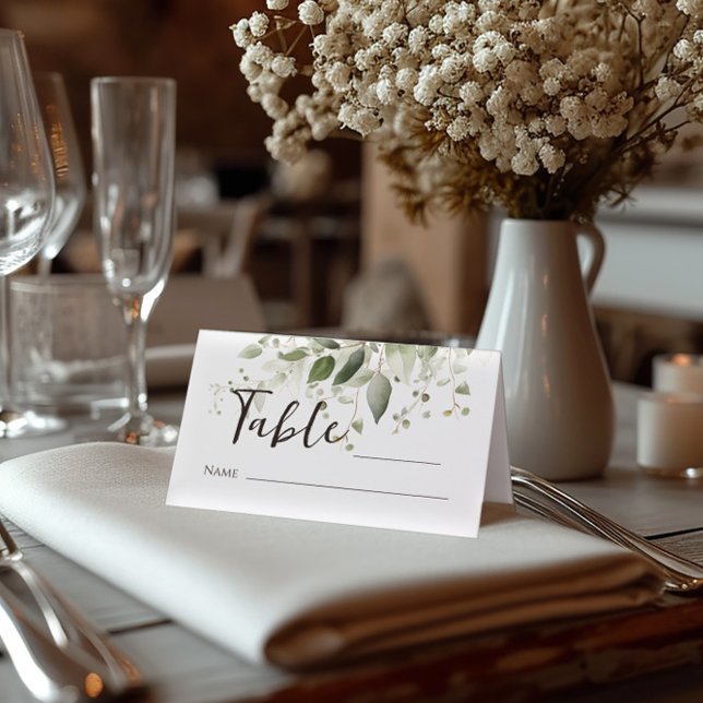 Greenery place cards with elegant calligraphy (Creator Uploaded)