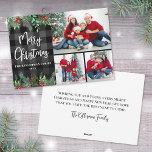 Greenery Plaid Photo Collage Merry Christmas Holiday Card<br><div class="desc">Celebrate the season with this cosy horizontal photo collage Christmas card featuring a bold black and grey buffalo plaid background. At the top and bottom of the plaid are beautiful greenery accents including pine, evergreens, eucalyptus, and holly berries, adding a fresh and festive touch. On the left side of the...</div>
