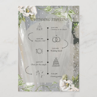 Greenery Polka Dot Wedding Timeline Card