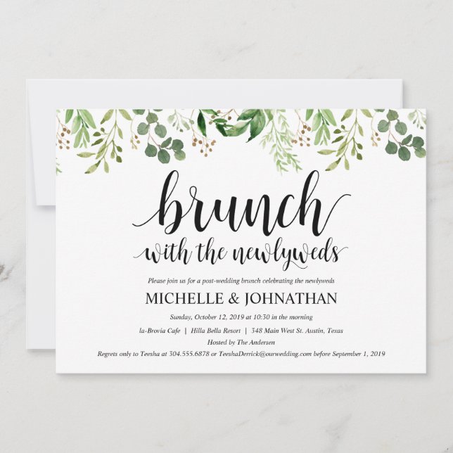 Greenery Post Wedding Brunch Invitation Card (Front)