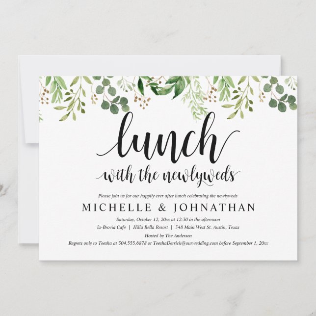 Greenery Post Wedding Dinner Party Invitation (Front)