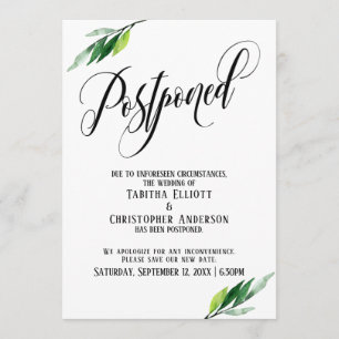 Greenery Postponed Wedding Update Announcement