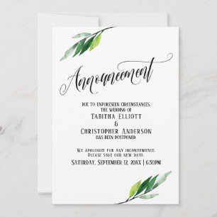 Greenery Postponed Wedding Update Announcement