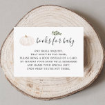 Greenery Pumpkin Baby Shower Book Request Enclosure Card<br><div class="desc">Is there a little baby on the way soon? A Earthy baby shower theme that is so cute! Throw an adorable blush rainbow baby shower starting with this diaper raffle tickets.</div>