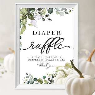 Greenery Pumpkin Baby Shower Diaper Raffle Sign