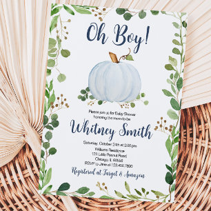 Greenery Pumpkin Baby Shower Invitation