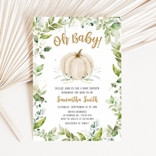 Greenery Pumpkin Baby Shower  Invitation