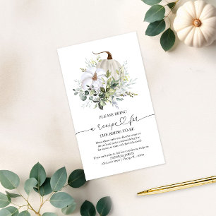 Greenery Pumpkin Bridal Shower Recipe Request Enclosure Card
