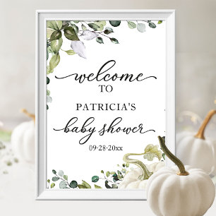 Greenery Pumpkin Fall Baby Shower Welcome Sign 