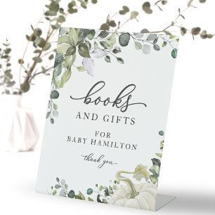 Greenery Pumpkin Fall Books for Baby Sign