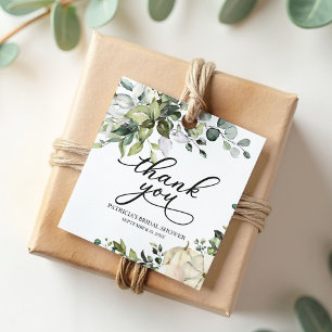 Greenery Pumpkin Fall Bridal Shower Favour Tags