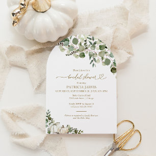 Greenery Pumpkin Fall Bridal Shower Invitation