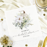 Greenery Pumpkin Fall Bridal Shower Napkin<br><div class="desc">Delicate watercolor greenery fall-themed bridal shower napkins. Easy to personalise with your details. Please get in touch with me via chat if you have questions about the artwork or need customisation. PLEASE NOTE: For assistance on orders,  shipping,  product information,  etc.,  contact Zazzle Customer Care directly https://help.zazzle.com/hc/en-us/articles/221463567-How-Do-I-Contact-Zazzle-Customer-Support-.</div>