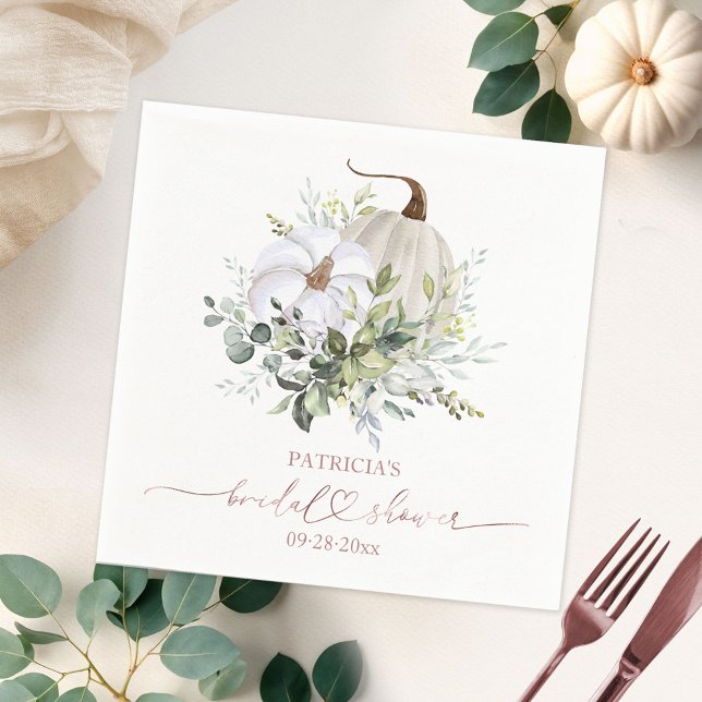 Greenery Pumpkin Fall Bridal Shower Napkins (Creator Uploaded)