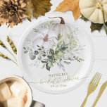 Greenery Pumpkin Fall Bridal Shower Paper Plate<br><div class="desc">Delicate watercolor greenery fall-themed bridal shower paper plate. Easy to personalise with your details. Please get in touch with me via chat if you have questions about the artwork or need customisation. PLEASE NOTE: For assistance on orders,  shipping,  product information,  etc.,  contact Zazzle Customer Care directly https://help.zazzle.com/hc/en-us/articles/221463567-How-Do-I-Contact-Zazzle-Customer-Support-.</div>