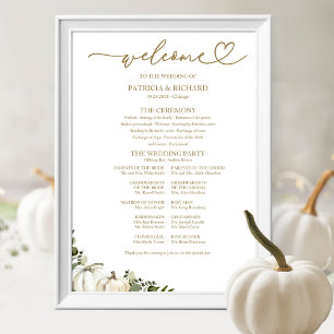 Greenery Pumpkin Fall Wedding Program Sign