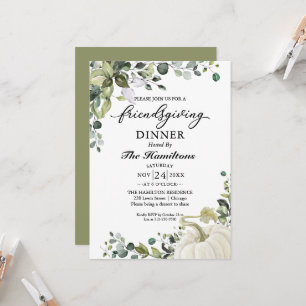 Greenery Pumpkin Friendsgiving Dinner Invitation
