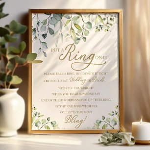 Greenery Put A Ring On It Bridal Shower Game Poster