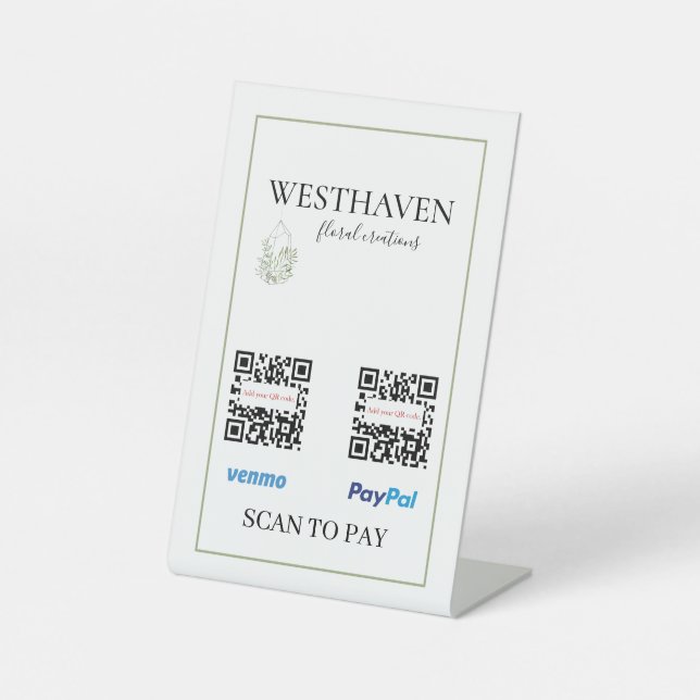 Greenery QR Code Scan to Pay  Pedestal Sign (Front)