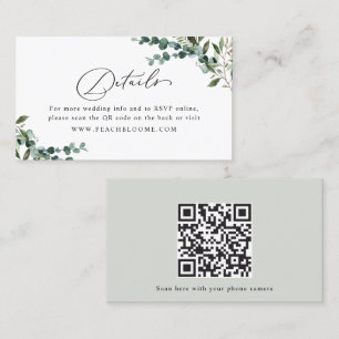 Greenery QR Code Wedding Details Enclosure Card