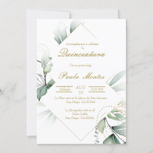 Greenery Quinceañera invitation