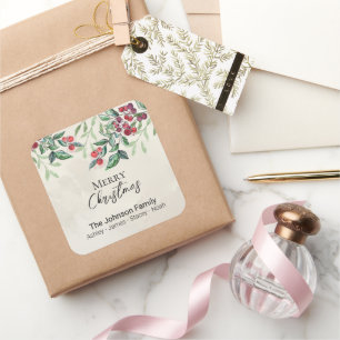 Greenery Red Berries Christmas Holiday Gift Tags