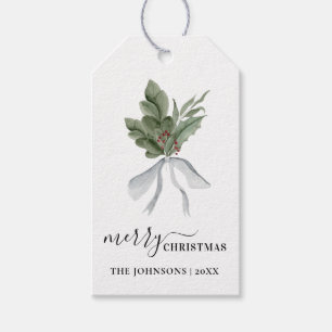 Greenery Red Berries Holiday Gift Tags