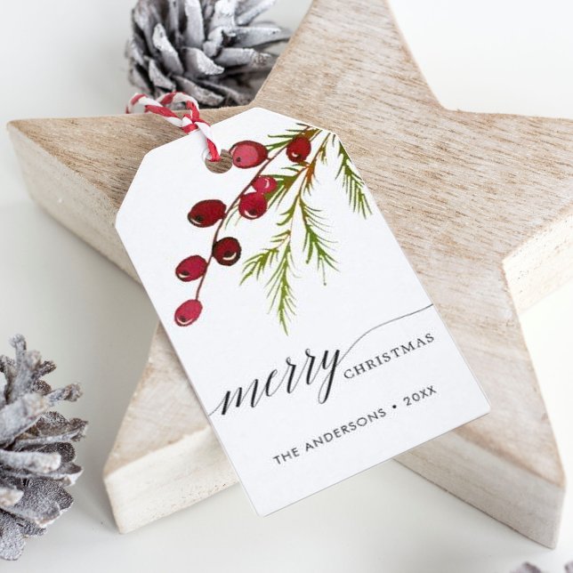 Greenery Red Berries Holiday Gift Tags (Creator Uploaded)