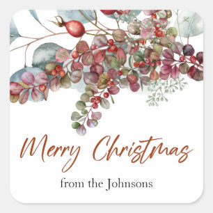 Greenery Red Green Christmas Sticker