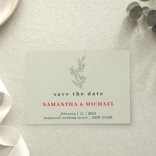 Greenery Red Indie Autumn Floral Save the date Invitation