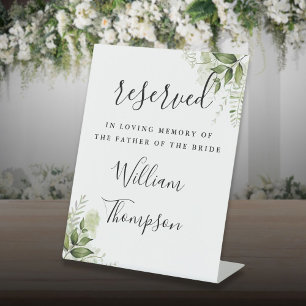 Greenery Reserved For Father Mother Memorial Pedestal Sign