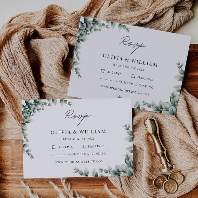 Greenery RSVP Card Wedding Template (Greenery RSVP Card Wedding Template)