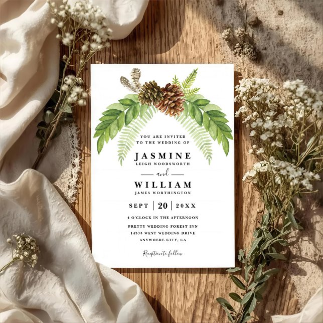 Greenery Rustic Elegant Modern QR Code Wedding Invitation (Creator Uploaded)