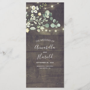 Greenery Rustic Garden Wedding Programs Programme