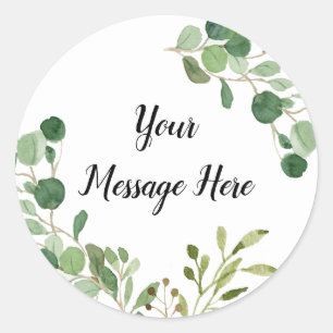 Greenery Rustic Green Classic Round Sticker