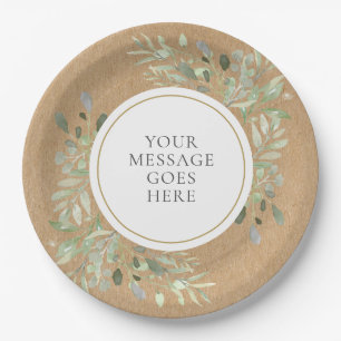 Greenery Rustic Kraft Wedding Paper Plate