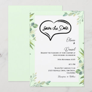 Greenery Rustic Save The Date Invitation
