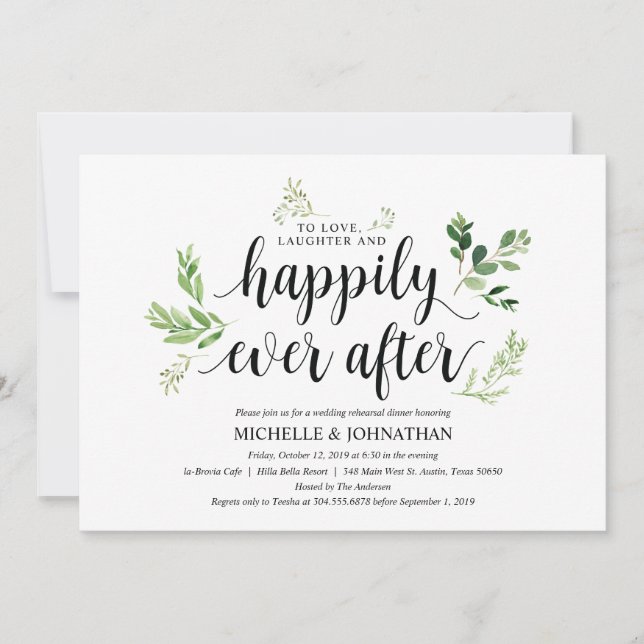 Greenery rustic Wedding Rehearsal Dinner Invites (Front)