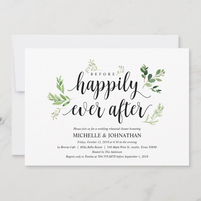 Greenery rustic Wedding Rehearsal Dinner Invites (Front)