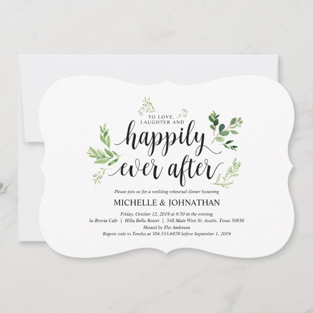 Greenery rustic Wedding Rehearsal Dinner Invites (Front)
