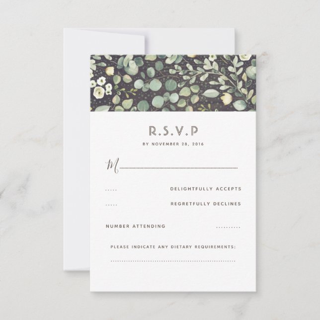 Greenery Rustic Wedding RSVP Card (Front)