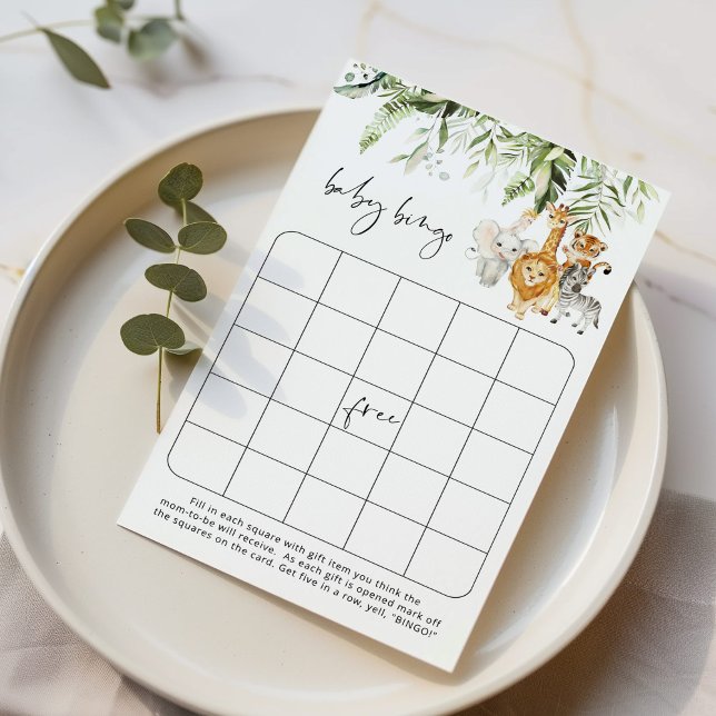 Greenery safari animals baby bingo game (Creator Uploaded)