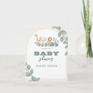 Greenery Safari Baby Shower Folded Invitation