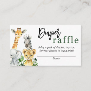 Greenery Safari Jungle Animals Diaper Raffle Card