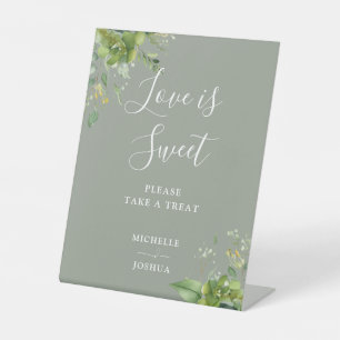 Greenery Sage Green Love Is Sweet Favours Pedestal Sign