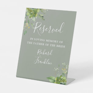 Greenery Sage Green Memory Reserved For Wedding Pedestal Sign