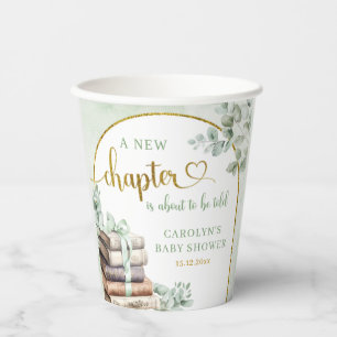 Greenery Sage Storybook Baby Shower Paper cup