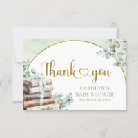 Greenery Sage Storybook Baby Shower Thank You Card