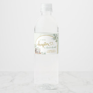 Greenery Sage Storybook Baby Shower Water Bottle Water Bottle Label