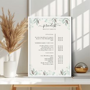 Greenery Salon Price List Poster